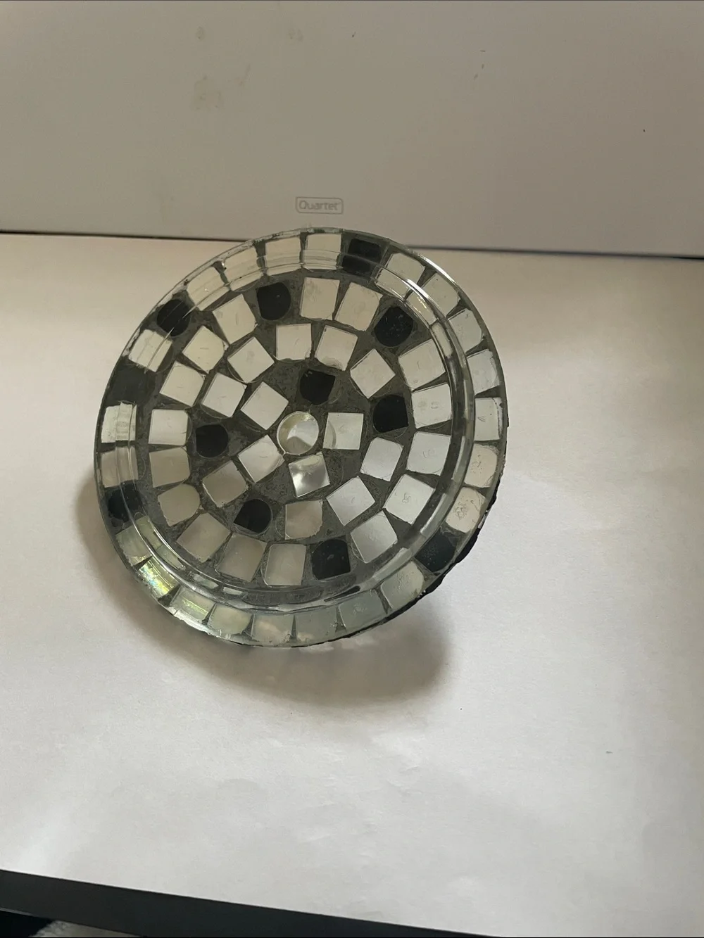 Iridescent Mosaic Glass Jewelry Trinket Box with Lid - Multi-color/Silver